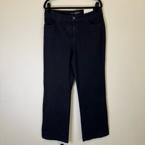 Chico's The Platinum Trouser Jeans Size 2 (Large) Dark Wash Stretch Wide Leg